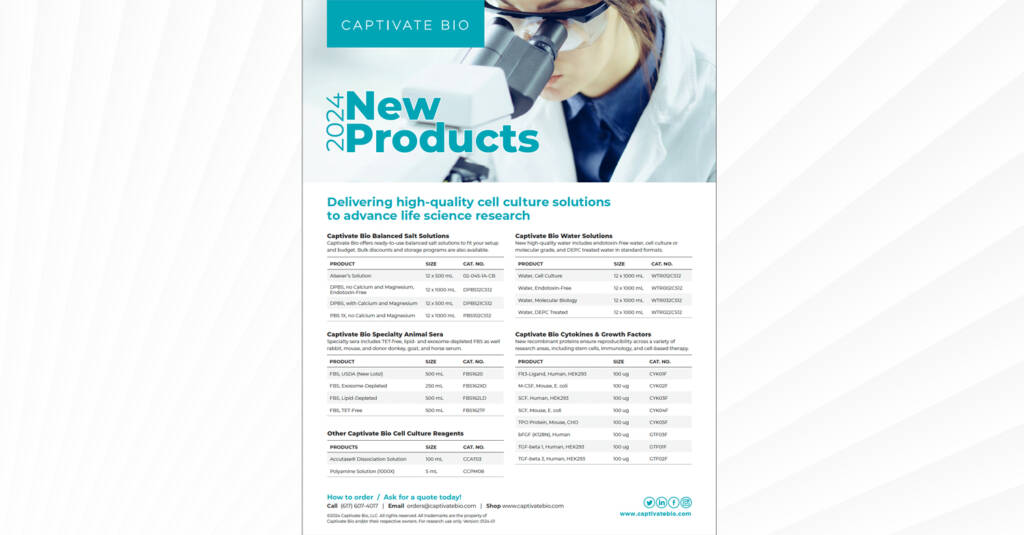 Captivate Bio New Cell Culture Products and Services
